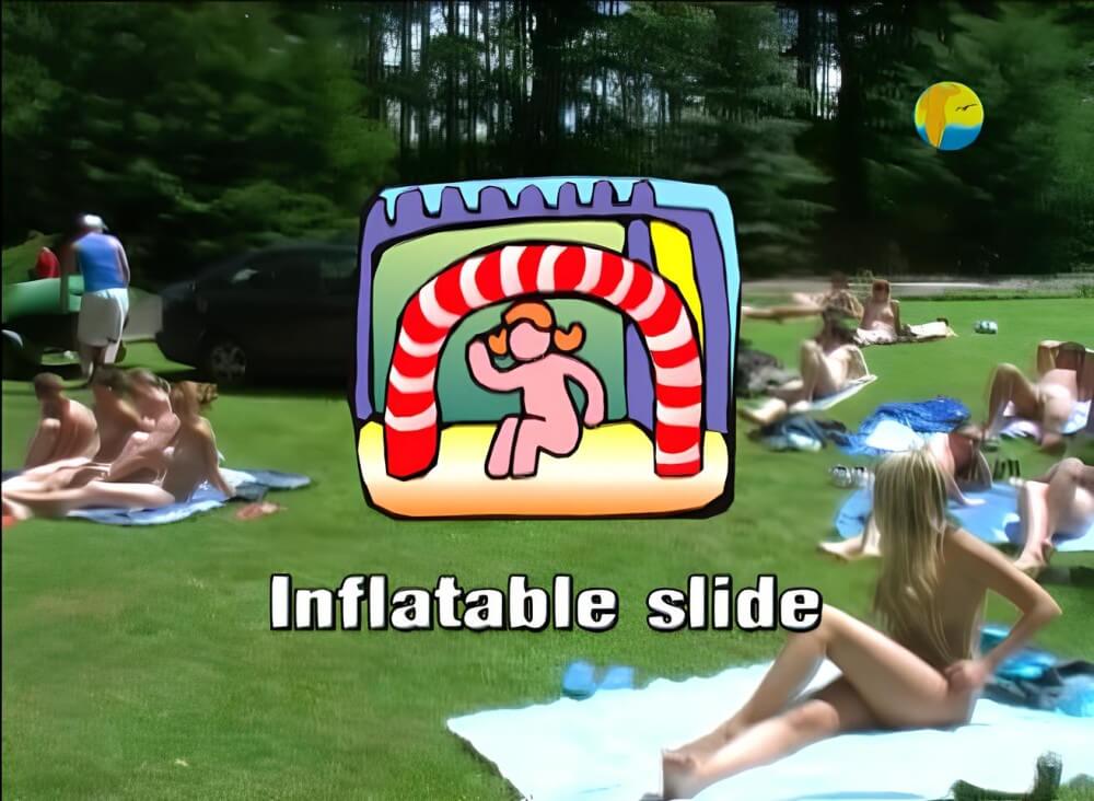 Naturist: Freedom: Inflatable Slide - Nudity is perceived as part of natural existence and the beauty of life